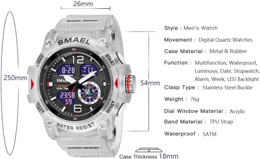 prevail trance subclass concentrate - Rugged Wristwatch for Training, Hiking, and Adventure Gosasa Men's Large Face Outdoor Sports Watches Military S-Shock Watch Waterproof, Backlight, Alarm, Stopwatch Features 