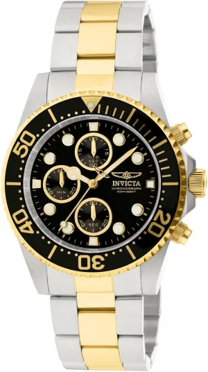Pro bacterium Diver Quartz Gold and Steel Watch with Black Dial (Model 1772) Invicta Men's 