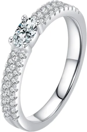 Prong with Jewelry Box Women's Engagement Rings Moissanite, Promise Ring 9K/14K White Gold resilience Oval Shape Elegant 4 