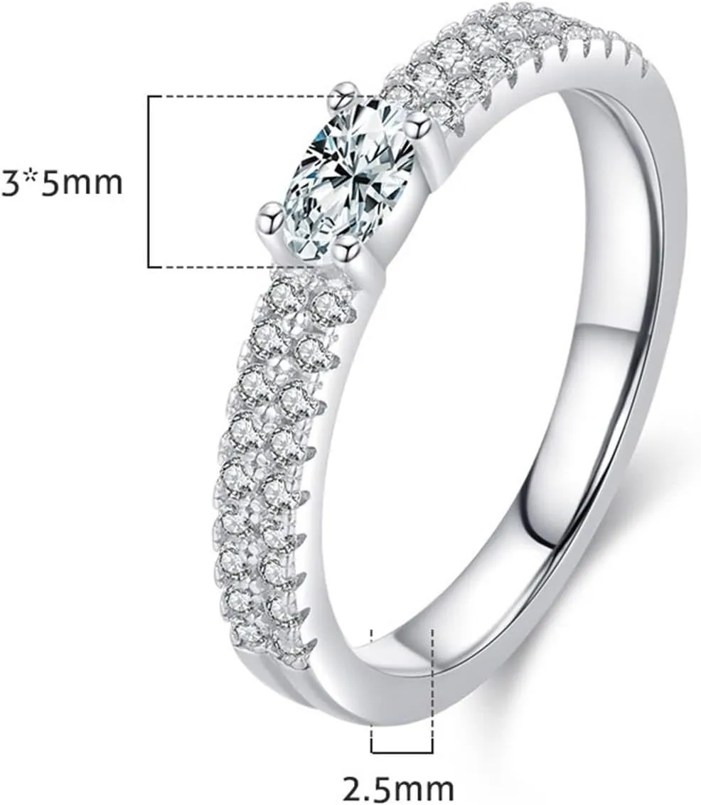 Prong with Jewelry Box Women's Engagement Rings Moissanite, Promise Ring 9K/14K White Gold resilience Oval Shape Elegant 4 