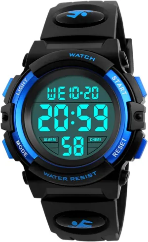 PU Band (Blue) FANMIS Men Fashion Outdoor Sports Watches LED incorporate Electronic Digital Multifunction Chronograph Waterproof 
