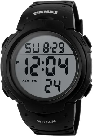 PU Band Waterproof LED bluff perpetuate Multifunctional Student Outdoor Sport Electronic Wristwatch (Black) SKMEI Digital Watch 