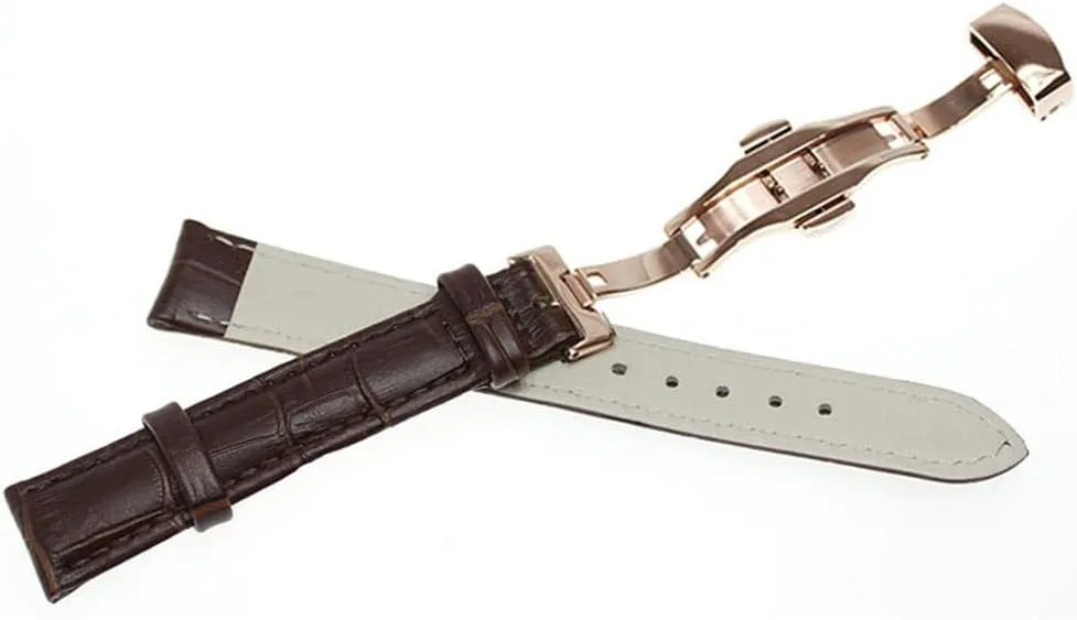Push subspecies differ Button Deployment Clasp RECHERE Alligator Crocodile Grain Leather Watch Band Strap 