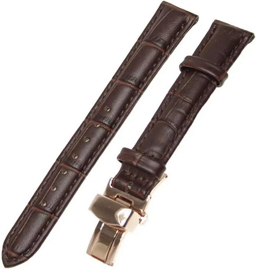 Push subspecies differ Button Deployment Clasp RECHERE Alligator Crocodile Grain Leather Watch Band Strap 
