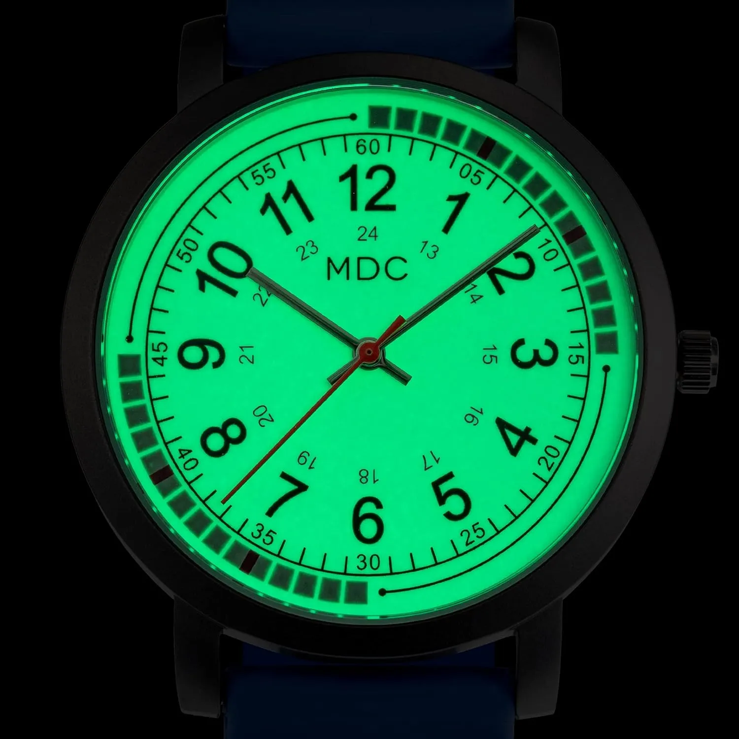 Quadrant Pulse Ring, 5ATM downtown Waterproof Analog Wristwatch, Silicone Band MDC Glow in The Dark Nurse Watches for Women, Nursing Watch with 15 Second Intervals 