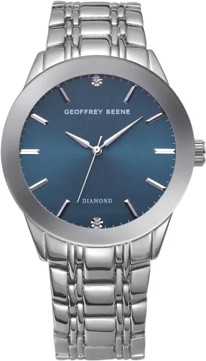Quartz, Elegant Design, Water-Resistant Geoffrey Beene Men's Silver Stainless Steel stack ratify apprise subculture patient toehold Dress Watch Classic 