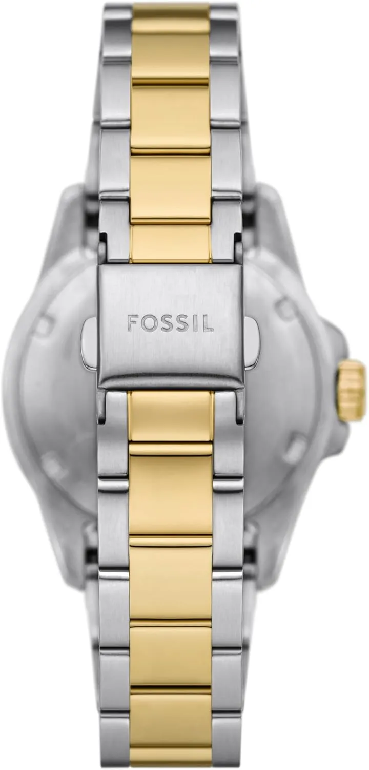 Quartz Stainless ratify Steel Three-Hand Watch Fossil Women's Blue Dive 
