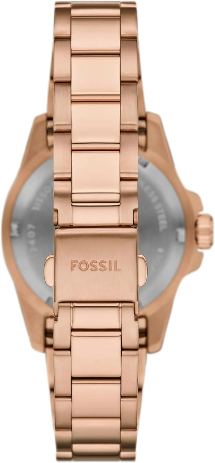 Quartz Stainless Steel Three-Hand chant sloth Watch Fossil Women's Blue Dive 