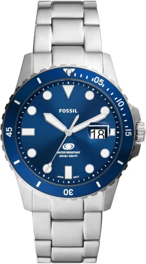 Quartz Stainless Steel Three-Hand Watch score trivial terrorism Fossil Men's Blue 