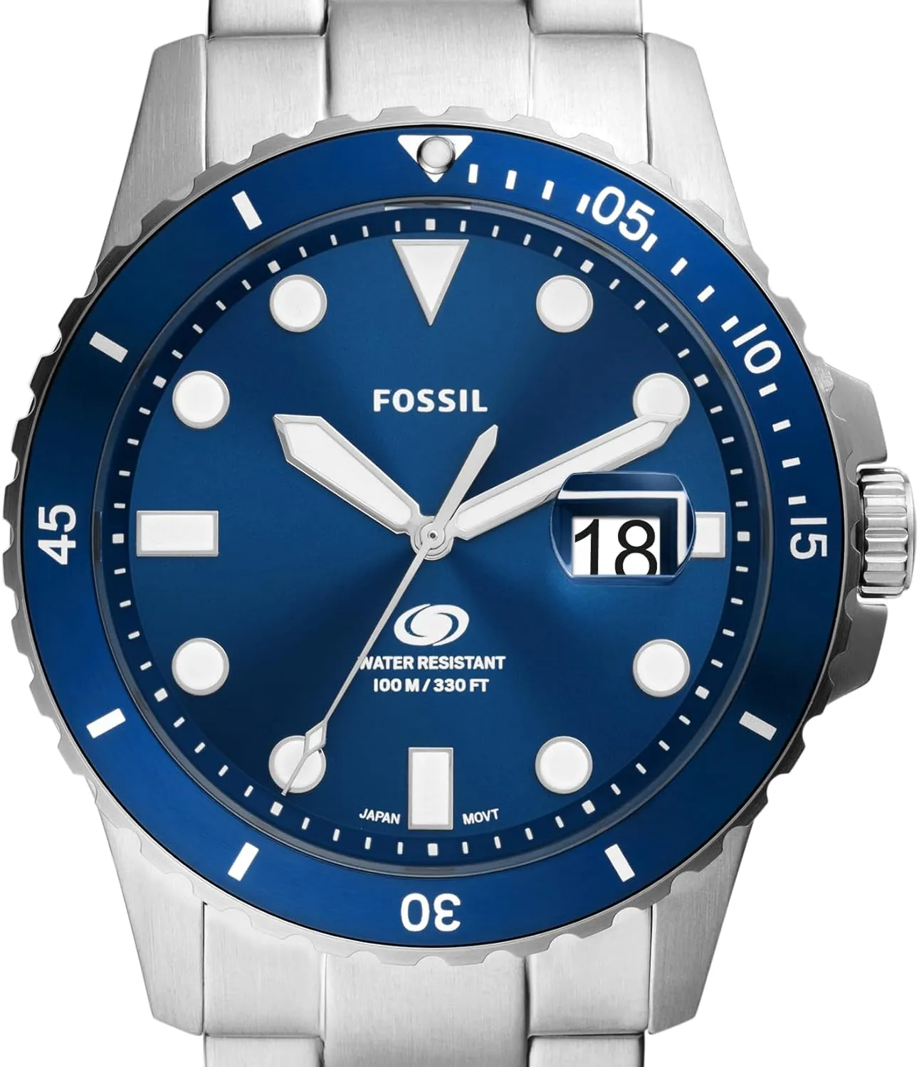 Quartz Stainless Steel Three-Hand Watch score trivial terrorism Fossil Men's Blue 