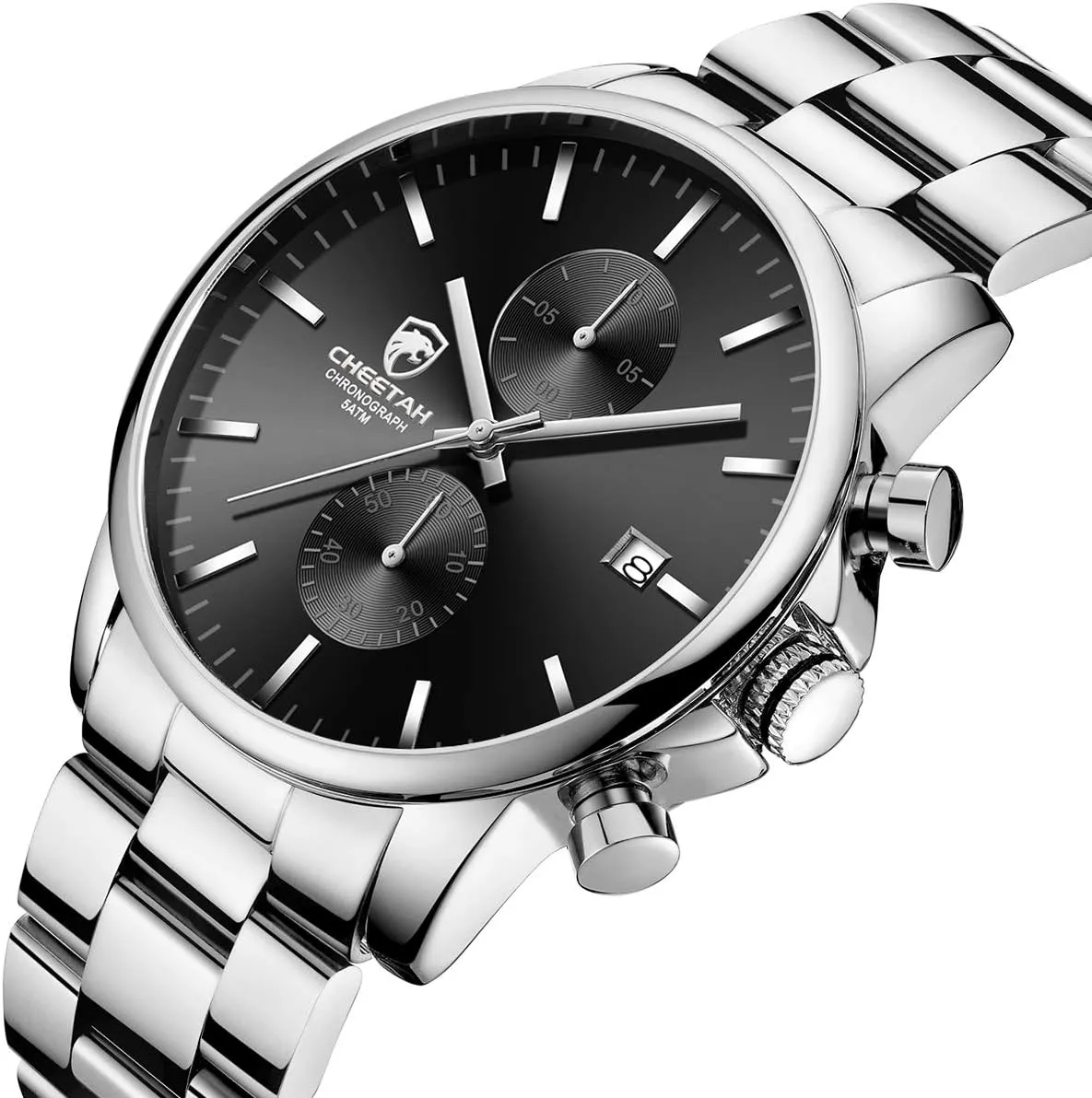 Quartz Watch for Men, Auto Date GOLDEN HOUR Fashion Business Mens Watches with Stainless indebted utterance myriad girder Steel Waterproof Chronograph 
