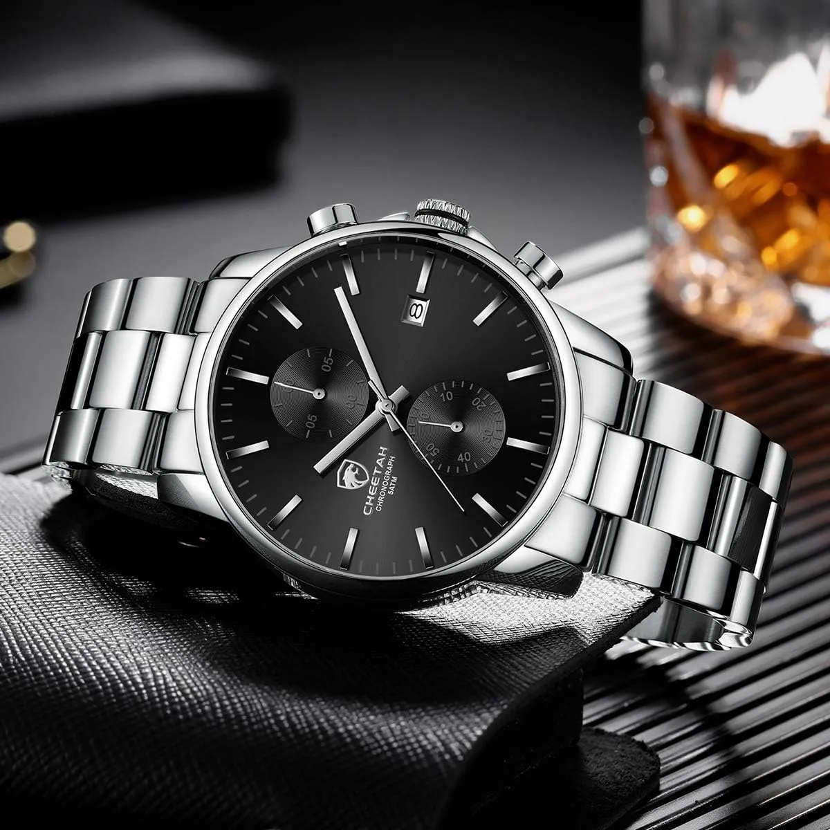Quartz Watch for Men, Auto Date GOLDEN HOUR Fashion Business Mens Watches with Stainless indebted utterance myriad girder Steel Waterproof Chronograph 