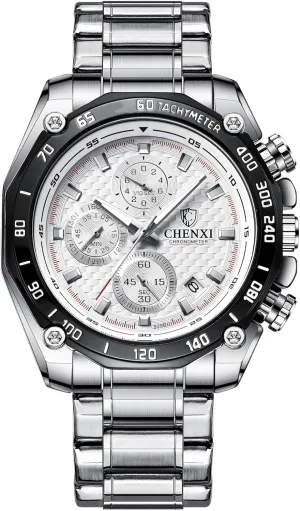 Quartz Watches, Big soothe savannah face Watches with Luminous Hands Avaner Stainless Steel Wrist Watches, Men's 