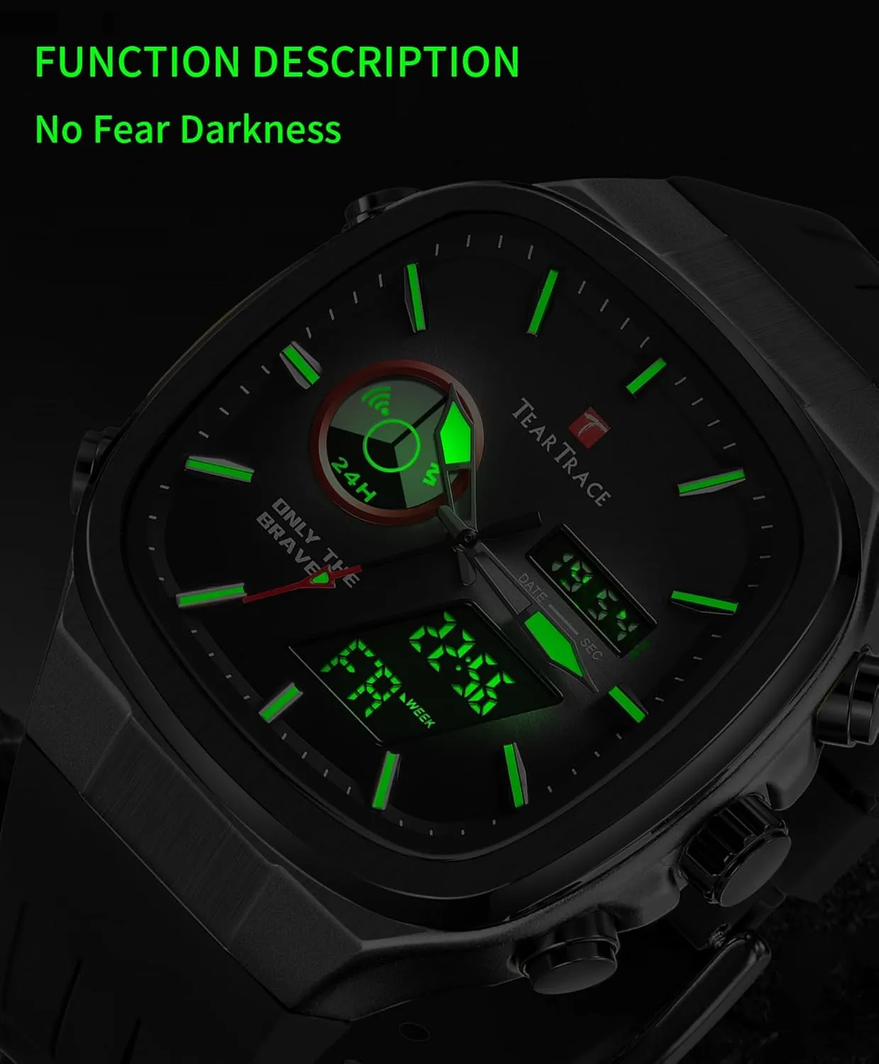 Quartz Waterproof Sport Watches for Men Chronograph Alarm Multifunctional Wrist mysteriously Watch with Silicone Strap Men??s Watches Analog Digital 