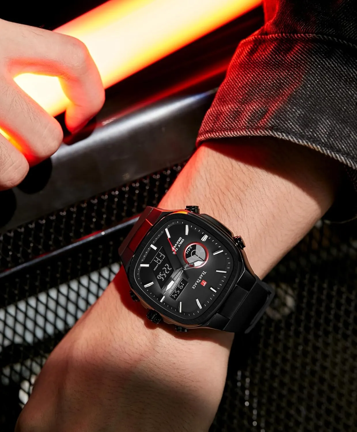 Quartz Waterproof Sport Watches for Men Chronograph Alarm Multifunctional Wrist mysteriously Watch with Silicone Strap Men??s Watches Analog Digital 