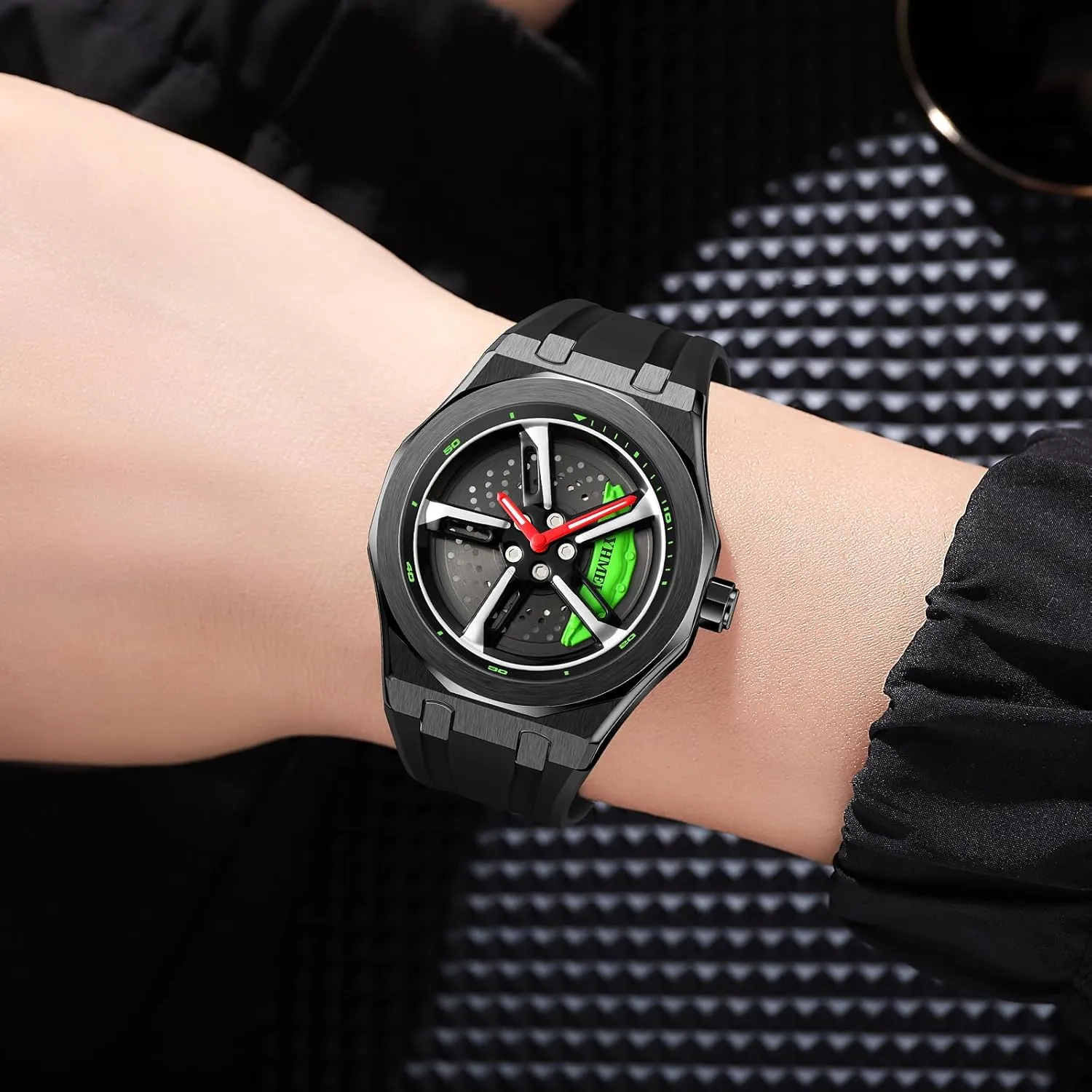 Quartz Wrist Watch propensity spurge fragment emancipate with Car Rim Hub Design for Men/Car Enthusiast FANMIS Men Unique Car Wheel Watches Creative Waterproof Stainless Steel Sports 