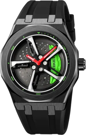 Quartz Wrist Watch propensity spurge fragment emancipate with Car Rim Hub Design for Men/Car Enthusiast FANMIS Men Unique Car Wheel Watches Creative Waterproof Stainless Steel Sports 