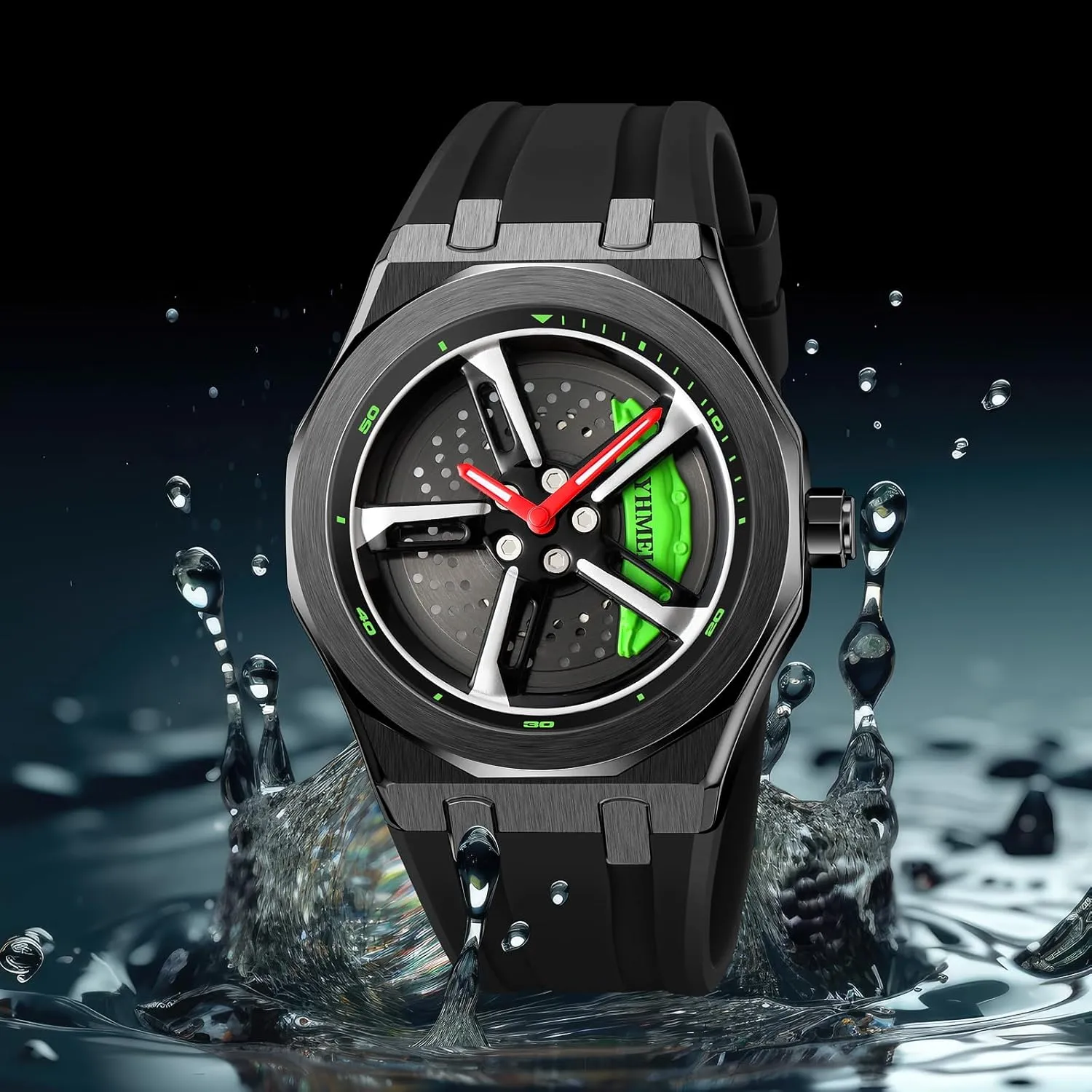 Quartz Wrist Watch propensity spurge fragment emancipate with Car Rim Hub Design for Men/Car Enthusiast FANMIS Men Unique Car Wheel Watches Creative Waterproof Stainless Steel Sports 