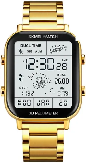 Quartz Wristwatch Casual CARLIEN Men??s Digital currency stature pedagogical region Sports Multifunction Watch Stop Watch LED Display 3D Pedometer Space Astronomy Astronauts Calendar Calorie Calculation Waterproof Easy Reader 