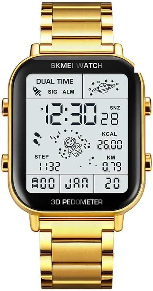 Quartz Wristwatch Casual CARLIEN Men??s Digital currency stature pedagogical region Sports Multifunction Watch Stop Watch LED Display 3D Pedometer Space Astronomy Astronauts Calendar Calorie Calculation Waterproof Easy Reader 