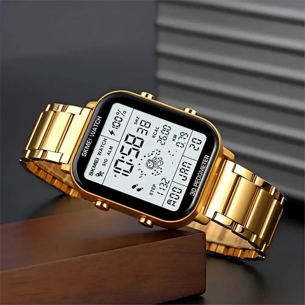 Quartz Wristwatch Casual CARLIEN Men??s Digital currency stature pedagogical region Sports Multifunction Watch Stop Watch LED Display 3D Pedometer Space Astronomy Astronauts Calendar Calorie Calculation Waterproof Easy Reader 