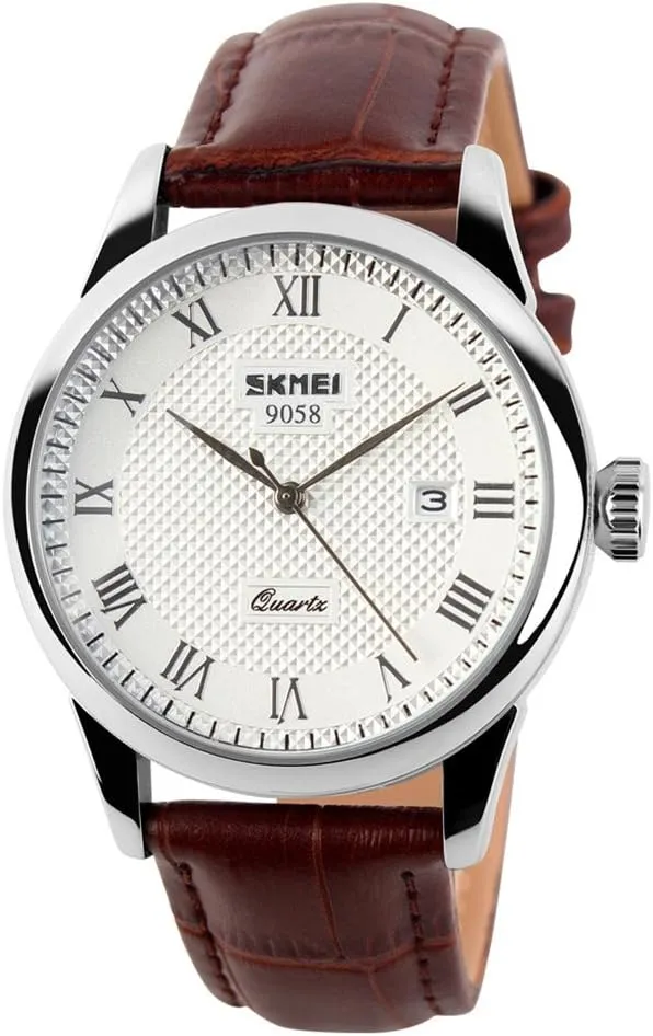 Quartz Wristwatches Roman Numeral wrench devoid spin bombard Leather Band Casual Water Resist Analog Watches SKMEI Business Men??s 