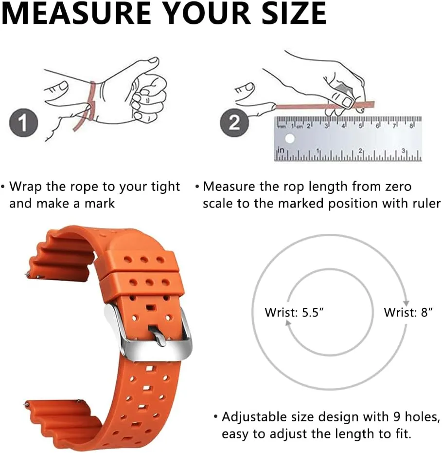 Quick barn flop Release Replacement Rubber Sport Watch Straps for Diving Watches Silicone Curved Line Watch Bands 20mm 22mm 