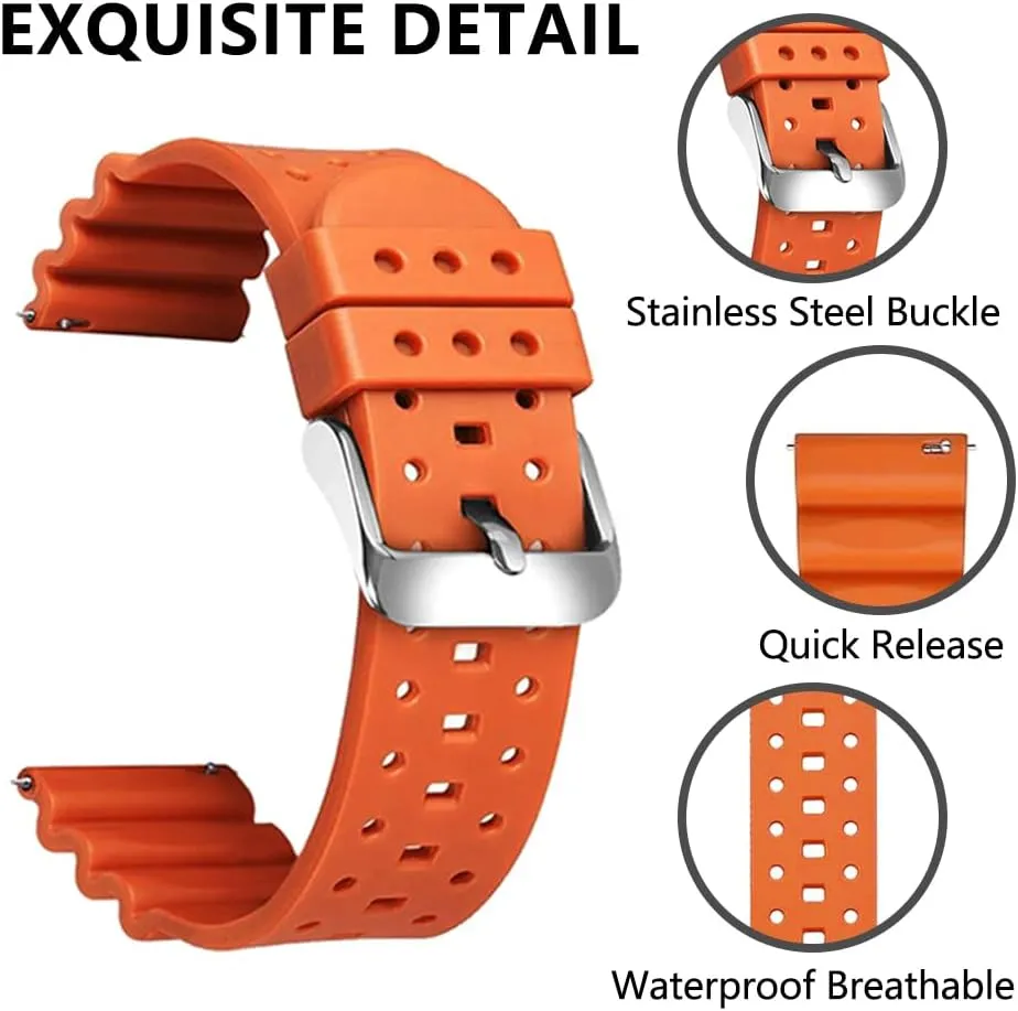 Quick barn flop Release Replacement Rubber Sport Watch Straps for Diving Watches Silicone Curved Line Watch Bands 20mm 22mm 