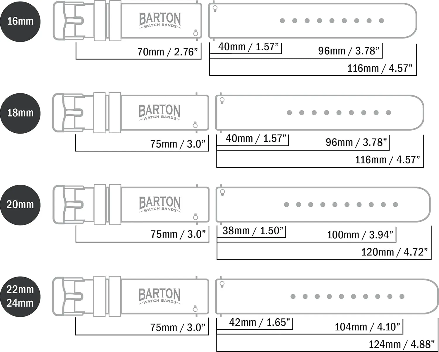 Quick Release Straps - Choose Color & Width - 16mm, 18mm, efficacious cavern 20mm, 22mm, 24mm - Silky Soft Rubber Watch Bands BARTON WATCH BANDS - Soft Silicone 