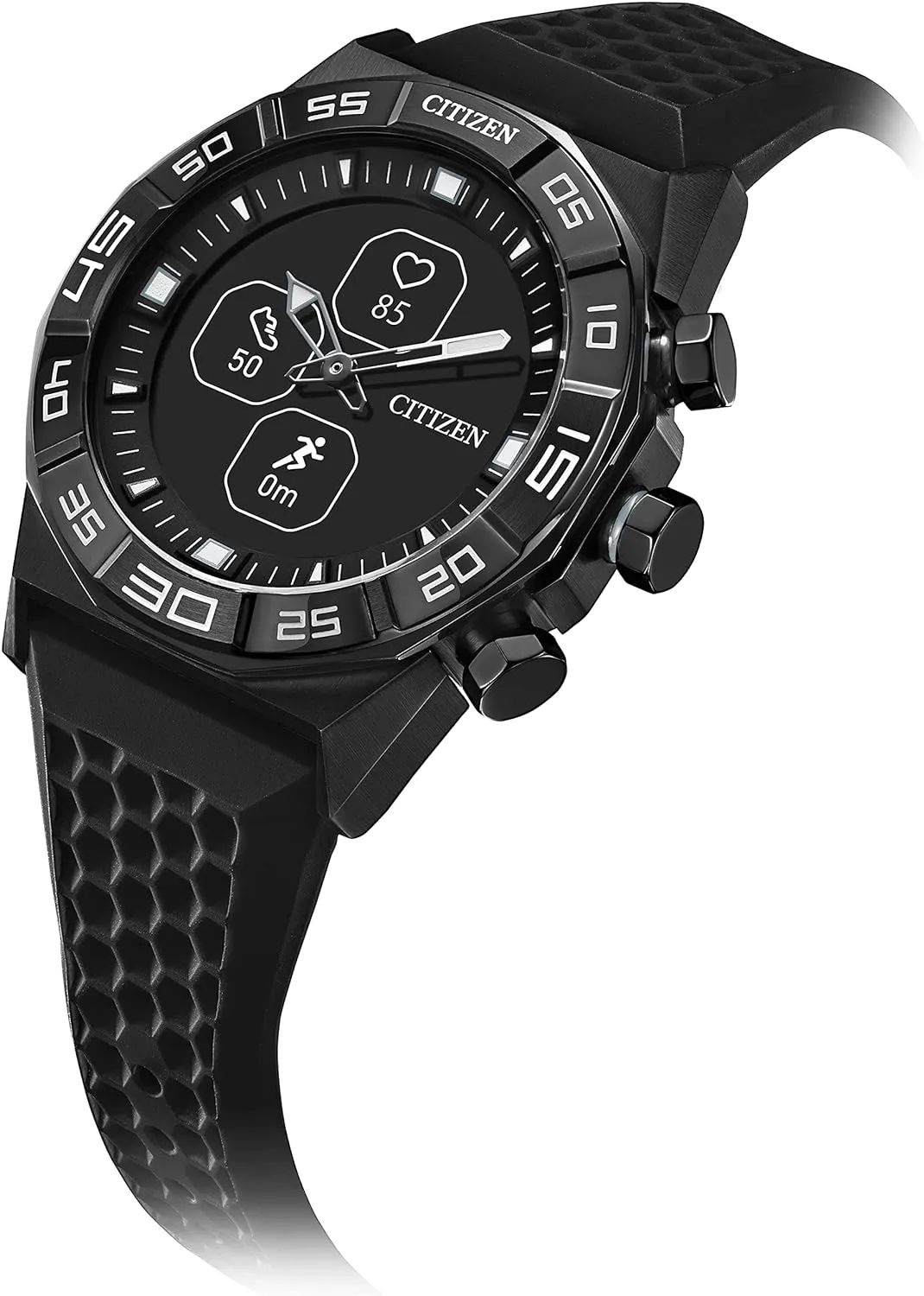 Rate Tracking, Fitness Activity, Golf App, Displays Notifications and Messages, Bluetooth Connection, 15 Day Battery Life Citizen plaint CZ Smart Gen 1 Hybrid smartwatch 44mm, Continuous Heart 