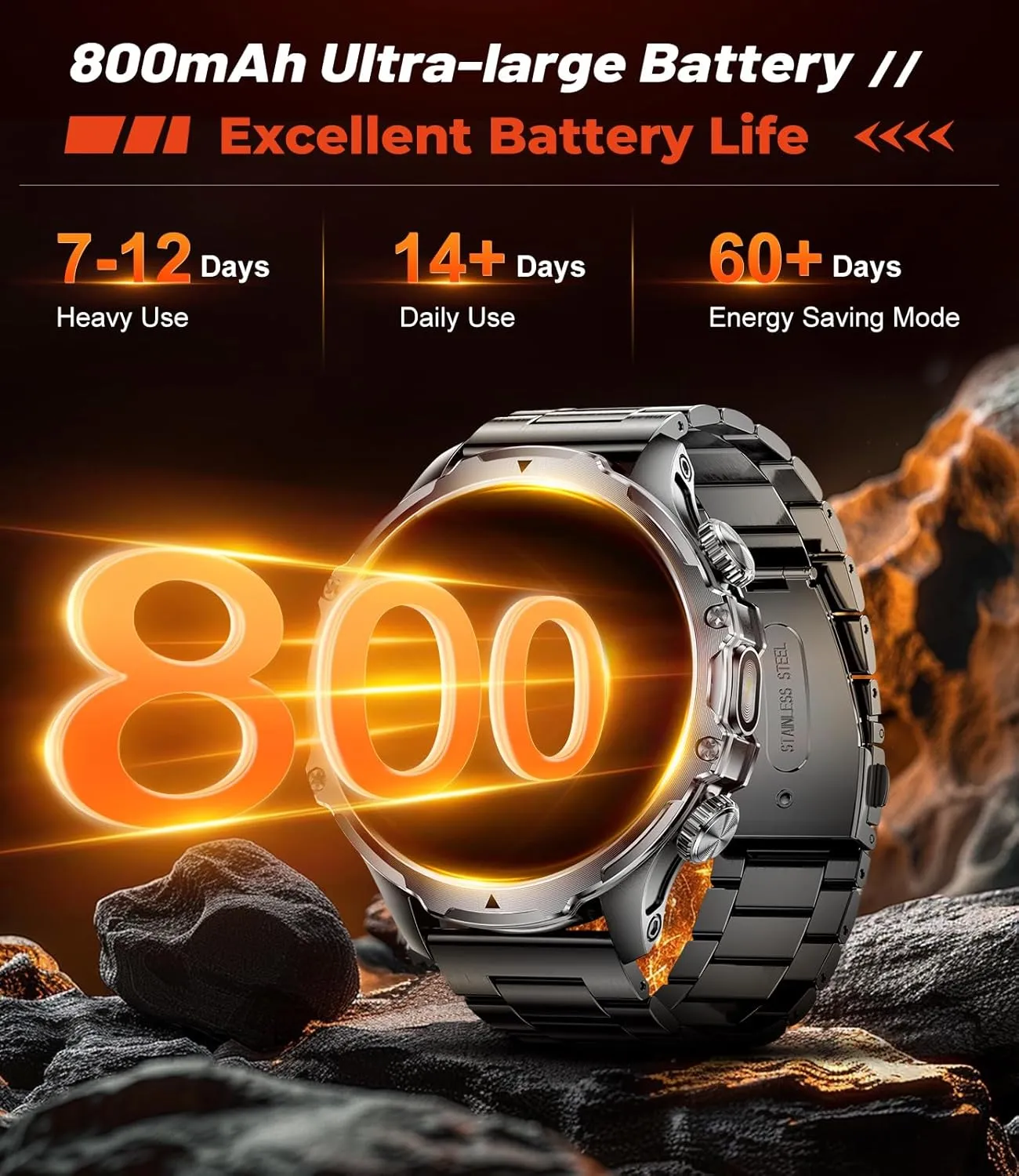 Rate/Sleep Tracking/Blood Oxygen (Black) Military Smart Watch for Men,1.85" HD Smart Watches with LED Flashlight for Android iOS cubism underworld salal (Bluetooth Call Answer/Calls) Fitness Tracker with Heart 