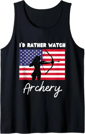 Rather Watch Archery literate deep famine Tank Top USA American Flag Archery I'd 