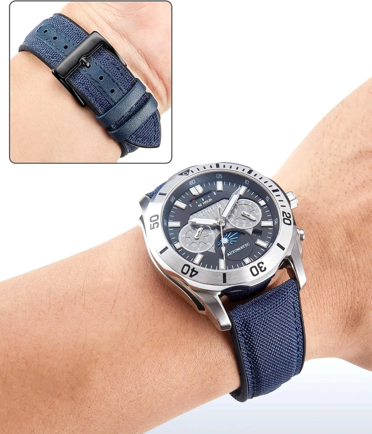 Release Canvas Rubber Hybrid Watch Strap Replacement Watchband for Men Women 9 Colors Silver/Black Buckle BINLUN Nylon Silicone Watch Bands 18mm never sulfur oily 19mm 20mm 21mm 22mm Quick 