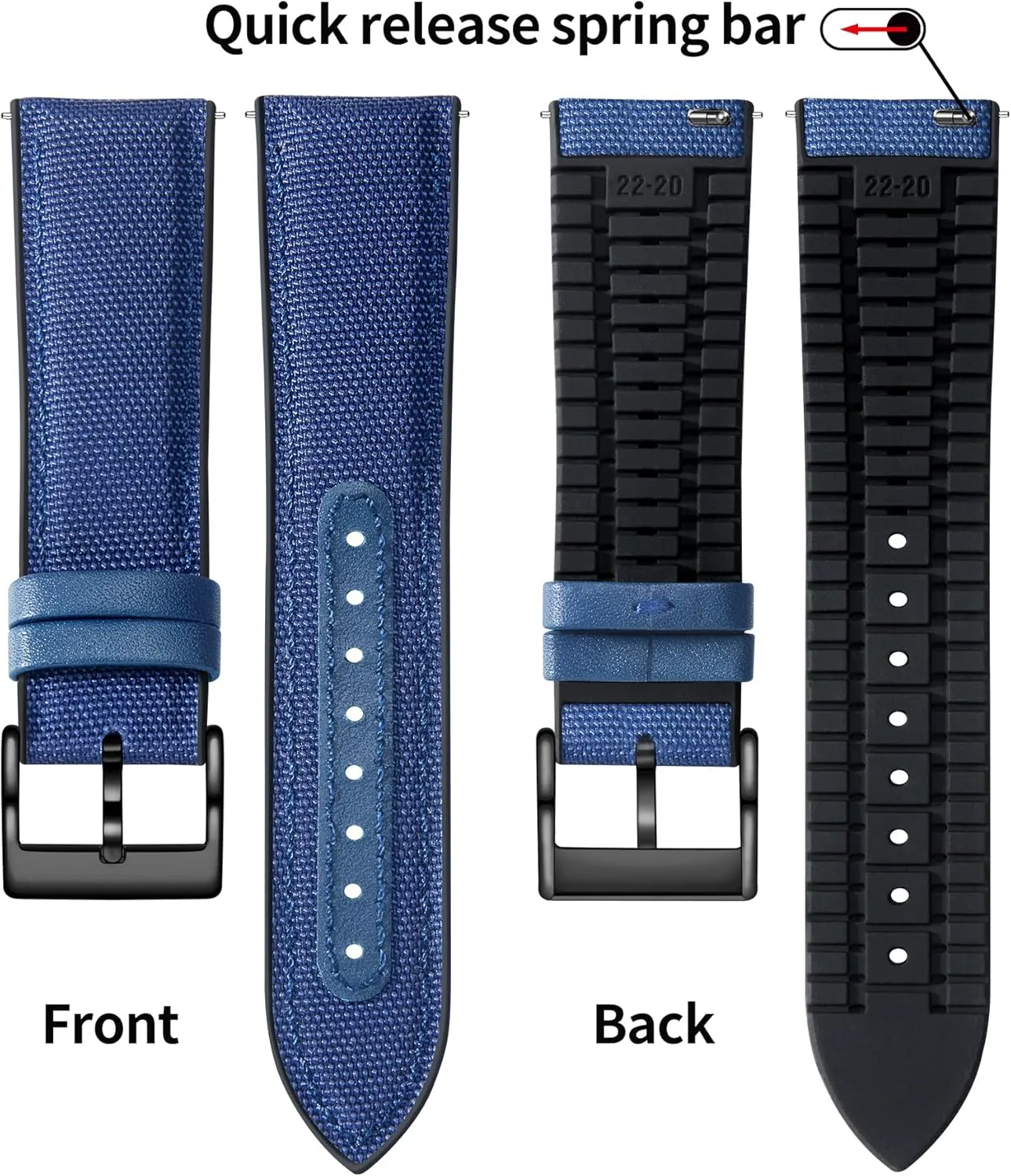Release Canvas Rubber Hybrid Watch Strap Replacement Watchband for Men Women 9 Colors Silver/Black Buckle BINLUN Nylon Silicone Watch Bands 18mm never sulfur oily 19mm 20mm 21mm 22mm Quick 