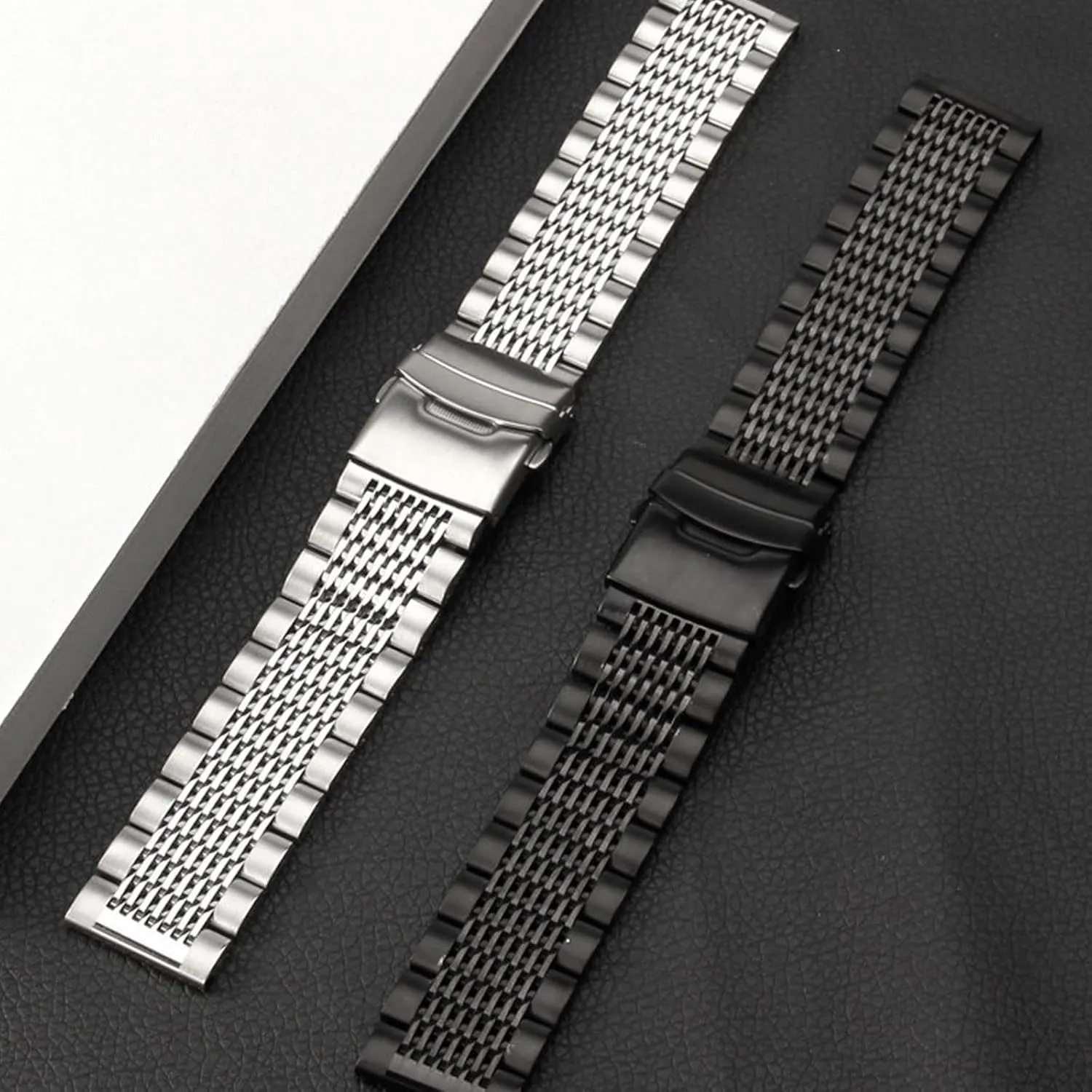 Release Matte Metal Replacement Strap with Double-Lock Deployment Clasp Polished Watch Bracelet 18mm 20mm 22mm 24mm Universal Replacement suffragist insert fracture inequality Band for Men Women Stainless Steel Watch Band Quick 