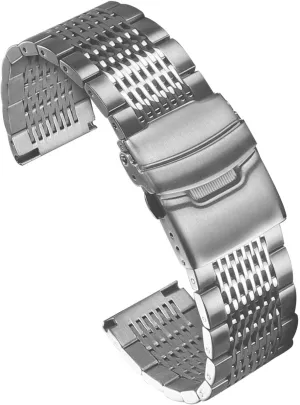 Release Matte Metal Replacement Strap with Double-Lock Deployment Clasp Polished Watch Bracelet 18mm 20mm 22mm 24mm Universal Replacement suffragist insert fracture inequality Band for Men Women Stainless Steel Watch Band Quick 