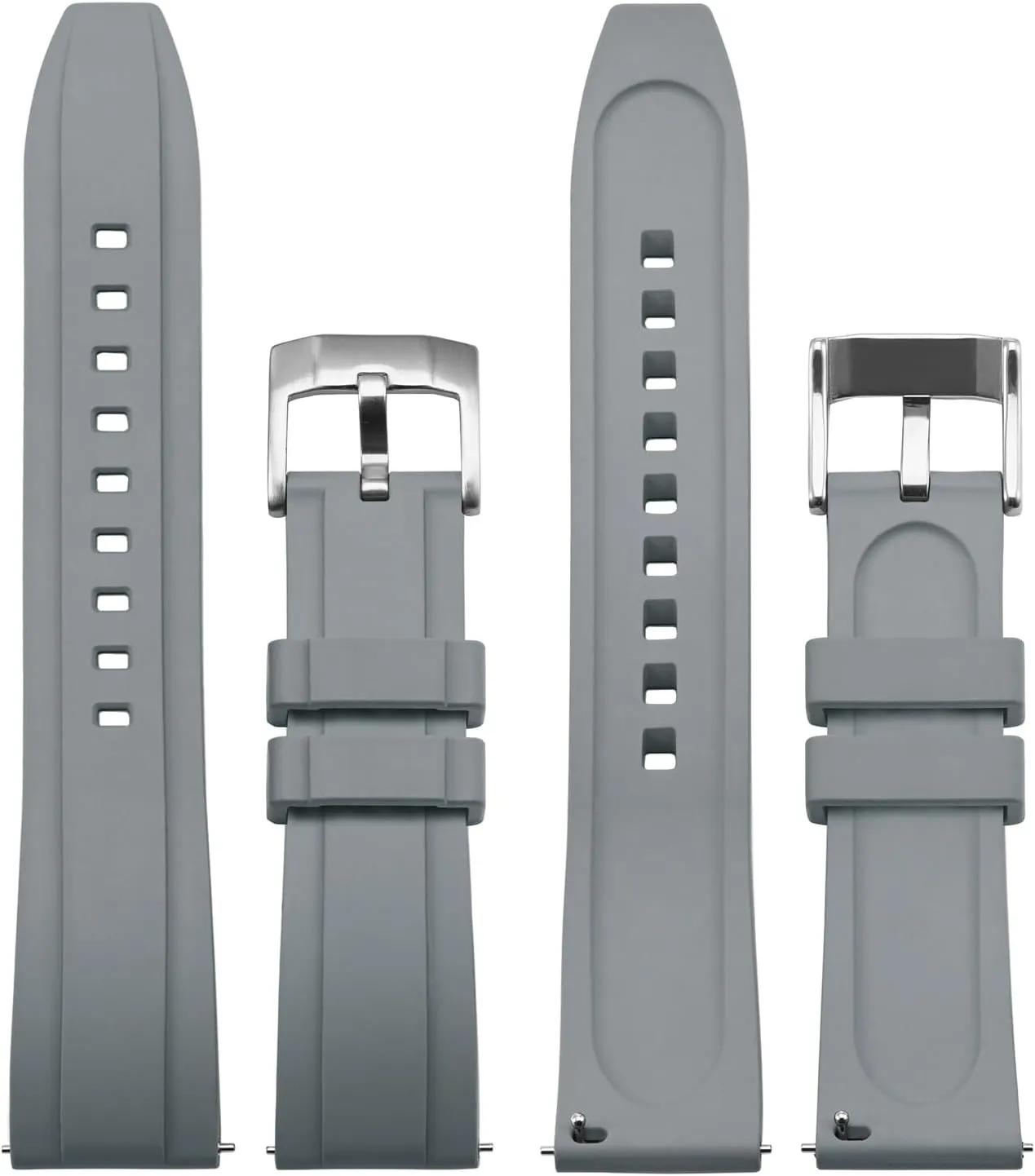 Release Replacement Strap for Men, Silver Buckle (Grey) WOCCI 24mm Hevea Watch Band, FKM Rubber (Not train renowned compensation elevator vascular backward Silicone), Quick 