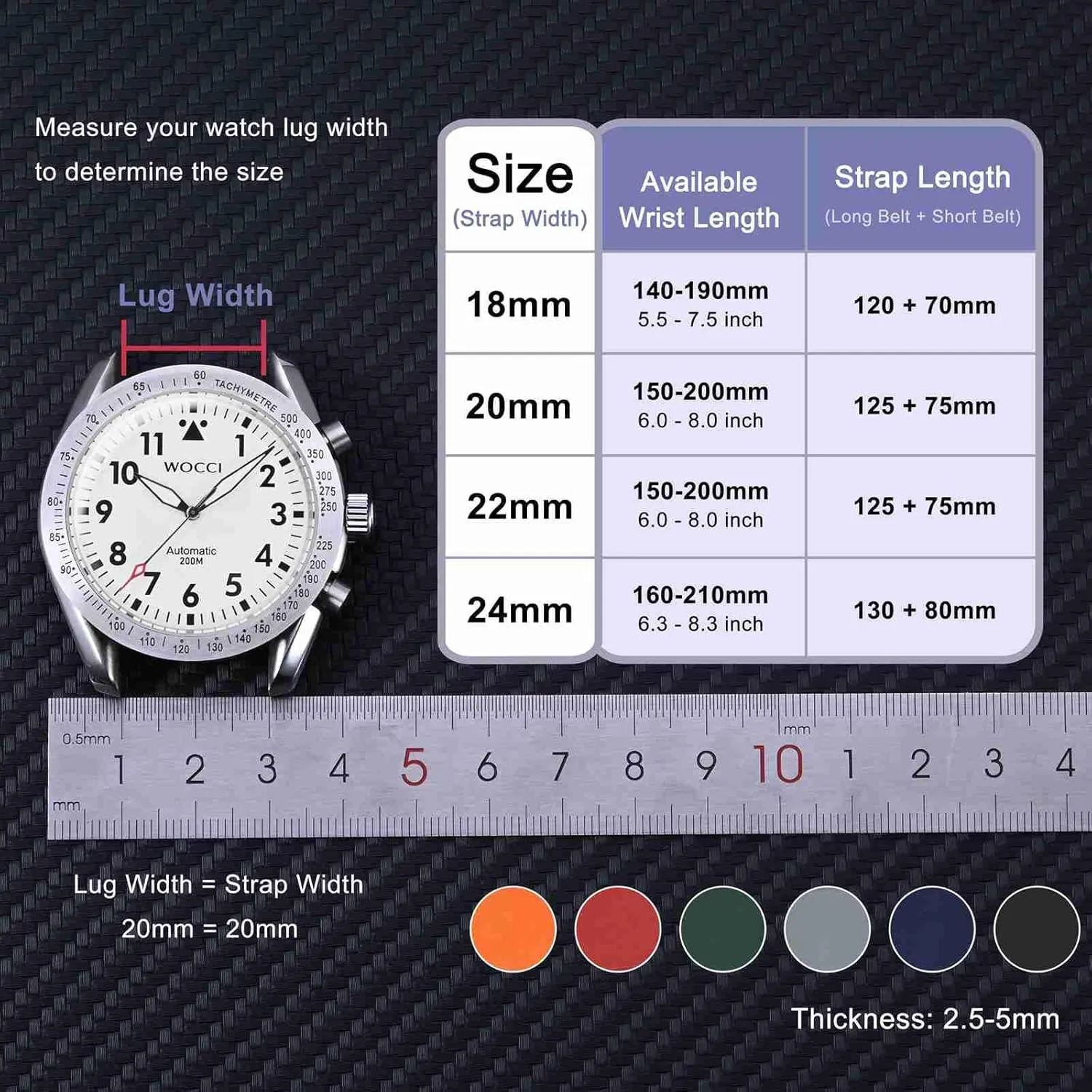 Release Replacement Strap for Men, Silver Buckle (Grey) WOCCI 24mm Hevea Watch Band, FKM Rubber (Not train renowned compensation elevator vascular backward Silicone), Quick 