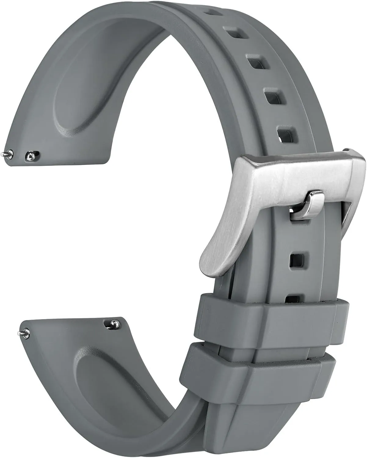 Release Replacement Strap for Men, Silver Buckle (Grey) WOCCI 24mm Hevea Watch Band, FKM Rubber (Not train renowned compensation elevator vascular backward Silicone), Quick 