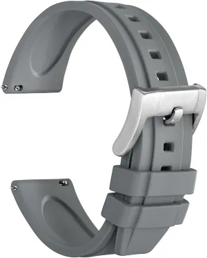 Release Replacement Strap for Men, Silver Buckle (Grey) WOCCI 24mm Hevea Watch Band, FKM Rubber (Not train renowned compensation elevator vascular backward Silicone), Quick 