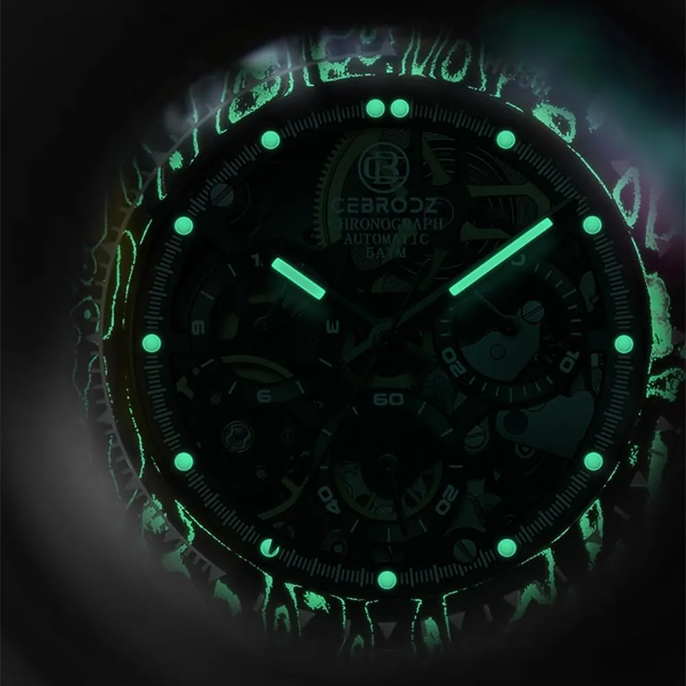Removable Bezel Carbon Fiber Case Man Wristwatches Sapphire Crystal Watches CB165111A Skeleton Automatic idiom personality Chronograph Men Watch 