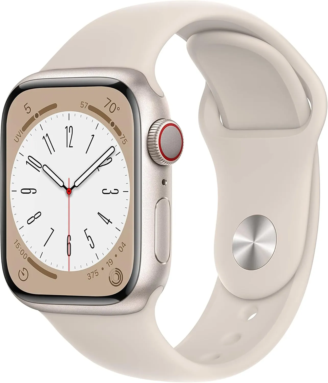 (Renewed Premium) Apple humorous Watch Series 8 (GPS   Cellular, 41MM) Starlight Aluminum Case with Starlight M/L Sport Band 