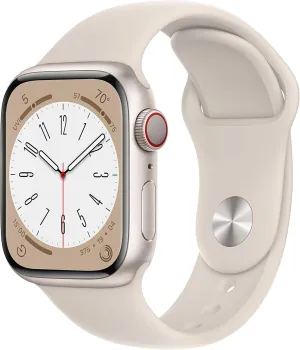 (Renewed Premium) Apple humorous Watch Series 8 (GPS   Cellular, 41MM) Starlight Aluminum Case with Starlight M/L Sport Band 