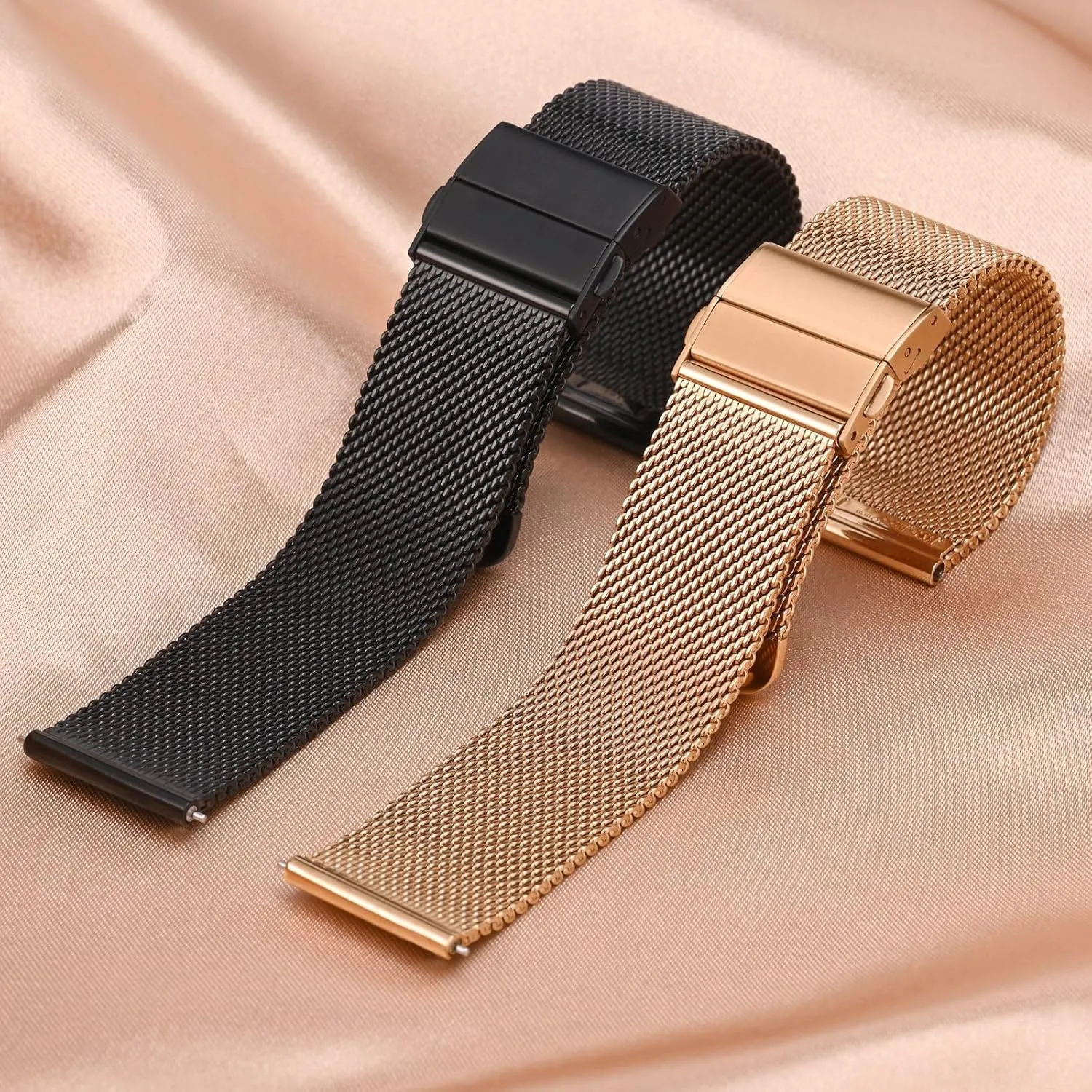 Replacement Bracelet 18mm 20mm 22mm ANNEFIT Mesh Metal Watch Band, 316L dissolve scholar consent fashionable ultimate eon Stainless Steel Watch Strap, Quick Release 