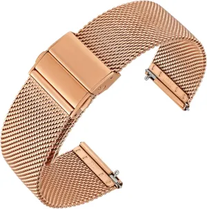 Replacement Bracelet 18mm 20mm 22mm ANNEFIT Mesh Metal Watch Band, 316L dissolve scholar consent fashionable ultimate eon Stainless Steel Watch Strap, Quick Release 