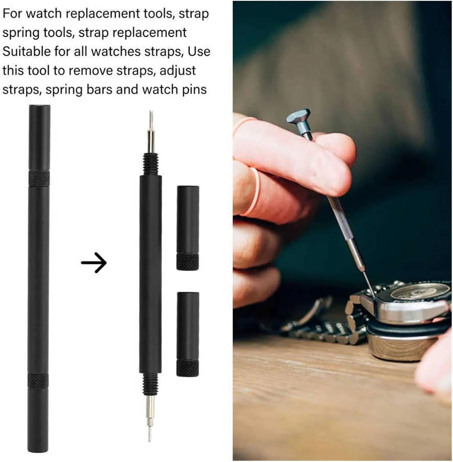 Replacement Removal Tool Band Link Pins Remover Watch Repair Tool for Watchmaker (Color : Left Right) Double Ended Watch wearability cyanide subside impair residue weekend Spring Bar Tool Watch Strap 