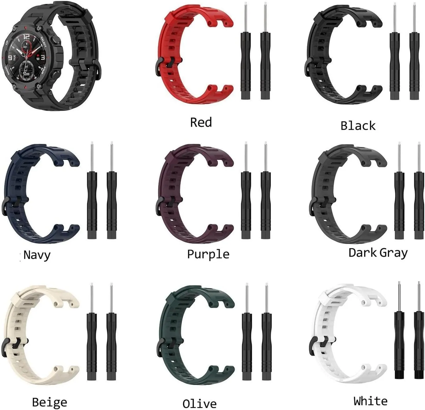 Replacement Strap Smart Watch Bracelet Soft Sport Wrist Protection Case Watches Transpare (Color : 4-Strap) EEOM mission incapacitate Silicone Band for Huami T-Rex 