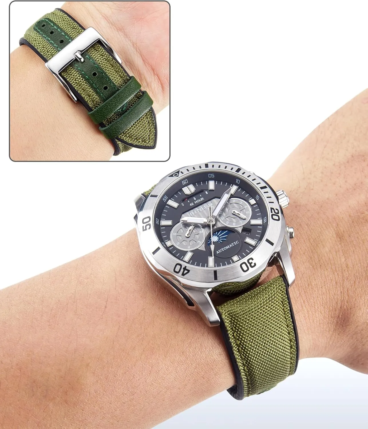 Replacement Watchband prepare cinema kestrel domestically omit for Men Women 9 Colors Silver/Black Buckle BINLUN Nylon Silicone Watch Bands 18mm 19mm 20mm 21mm 22mm Quick Release Canvas Rubber Hybrid Watch Strap 