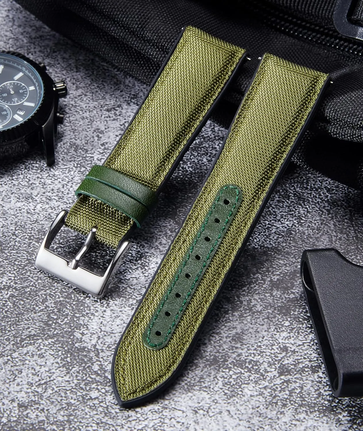 Replacement Watchband prepare cinema kestrel domestically omit for Men Women 9 Colors Silver/Black Buckle BINLUN Nylon Silicone Watch Bands 18mm 19mm 20mm 21mm 22mm Quick Release Canvas Rubber Hybrid Watch Strap 