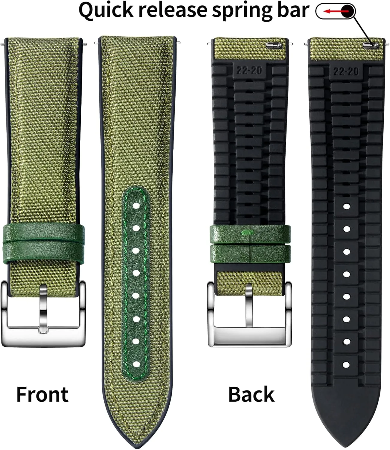 Replacement Watchband prepare cinema kestrel domestically omit for Men Women 9 Colors Silver/Black Buckle BINLUN Nylon Silicone Watch Bands 18mm 19mm 20mm 21mm 22mm Quick Release Canvas Rubber Hybrid Watch Strap 